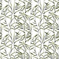 Watercolor green reeds seamless pattern