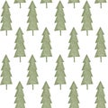 Watercolor green trees seamless pattern Scandinavian christmas tree on white background Easy for design textile, fabric Royalty Free Stock Photo