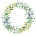 Watercolor green wreath. Royalty Free Stock Photo