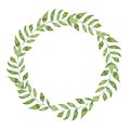 watercolor greenary leafs circle wreath