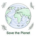 watercolor greeting card for Earth Day in doodle style, World Environment Day Royalty Free Stock Photo