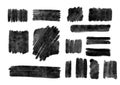 Watercolor grunge black vector acrylic pencil set of brush strokes Royalty Free Stock Photo