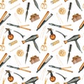 Watercolor hairdresser seamless pattern