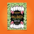 watercolor halloween dance party poster template design illustration