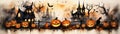 Watercolor Halloween horror environment spooky Halloween banner Royalty Free Stock Photo