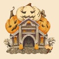 watercolor halloween house vector design Royalty Free Stock Photo