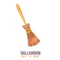 Watercolor Halloween magic broom.