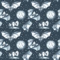 Watercolor Halloween pattern with Cemetery Bats
