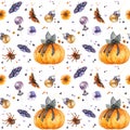 Watercolor Halloween pattern Royalty Free Stock Photo