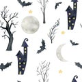 Watercolor happy halloween. Royalty Free Stock Photo