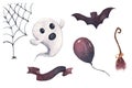 Watercolor Halloween set. Holiday illustration for design.