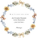 Watercolor halloween sunflowers wreath template vector design Royalty Free Stock Photo