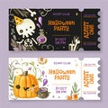 watercolor halloween tickets set vector design