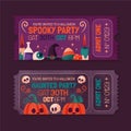 watercolor halloween tickets set vector design