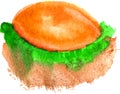 Watercolor Hamburger or Sandwich