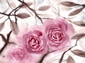 Watercolor hand draw pink rose petals background for greeting card Royalty Free Stock Photo