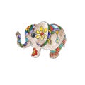 Watercolor hand drawn artistic retro Indian ornated baby elephant vintage icon isolated on white background