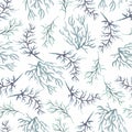 Watercolor hand drawn blue branch endless Paper, abstract seamless pattern Royalty Free Stock Photo