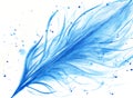 Watercolor hand drawn blue feather Royalty Free Stock Photo