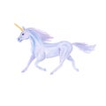 Watercolor hand drawn blue running unicorn Royalty Free Stock Photo