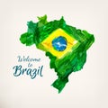 Watercolor Brazilian map.