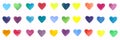 Watercolor hand drawn bright and colorful hearts elements