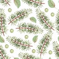 Watercolor Hand Drawn Christmas Seamless Pattern for card making, paper, textile, printing, packaging Royalty Free Stock Photo