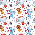 Watercolor circus seamless pattern