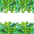 Watercolour clover leaves in border template