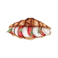 Watercolor hand drawn croissant illustration clip art