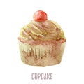 Watercolor hand drawn cupcake perfect for invitations, cards, dinners and menu templates.