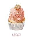 Watercolor hand drawn cupcake perfect for invitations, cards, dinners and menu templates.