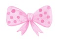 Watercolor hand drawn cute pink bow with polka dot isolated on white background Royalty Free Stock Photo