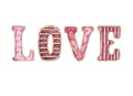 Watercolor hand drawn dessert sweet letters love cookies