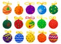 Watercolor hand drawn drawing of colorful Christmas baubles spheres balls set collection, isolated Royalty Free Stock Photo