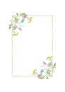 Watercolor hand drawn floral summer composition with copy space and wild meadow flowers
