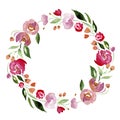 Watercolor hand-drawn flower wreath for design. Artistic isolated illustration.