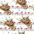 Watercolor hand drawn garden tools seamless pattern Royalty Free Stock Photo