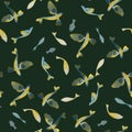 Watercolor hand-drawn golden fishes pattern