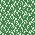 Watercolor hand drawn green leaves seamless pattern. Illustration of natural plant elements isolated on green background. Can be Royalty Free Stock Photo