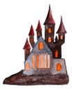 Watercolor hand drawn Halloween illustration with dracula`s castle Royalty Free Stock Photo