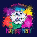 Watercolor hand drawn Happy Holi celebration card. Invitation card in vector.