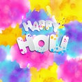 Watercolor hand drawn Happy Holi celebration card. Invitation card in vector. Royalty Free Stock Photo