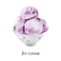 Watercolor hand drawn ice cream. Isolated dessert illustration on white background