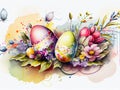 Floral composition with Easter eggs