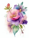 watercolor hand drawn illustration of flowers