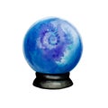 Watercolor hand drawn illustration of magic glass fortune ball isolated