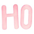 Watercolor hand drawn illustration of Santa Claus phrase Ho Ho Ho in pink. Merry Christmas and Happy New Year holiday