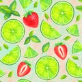 Watercolor hand drawn mojito cocktail seamless pattern Royalty Free Stock Photo