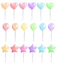 Watercolor hand drawn multicolor air balloons set isolated on white background Royalty Free Stock Photo